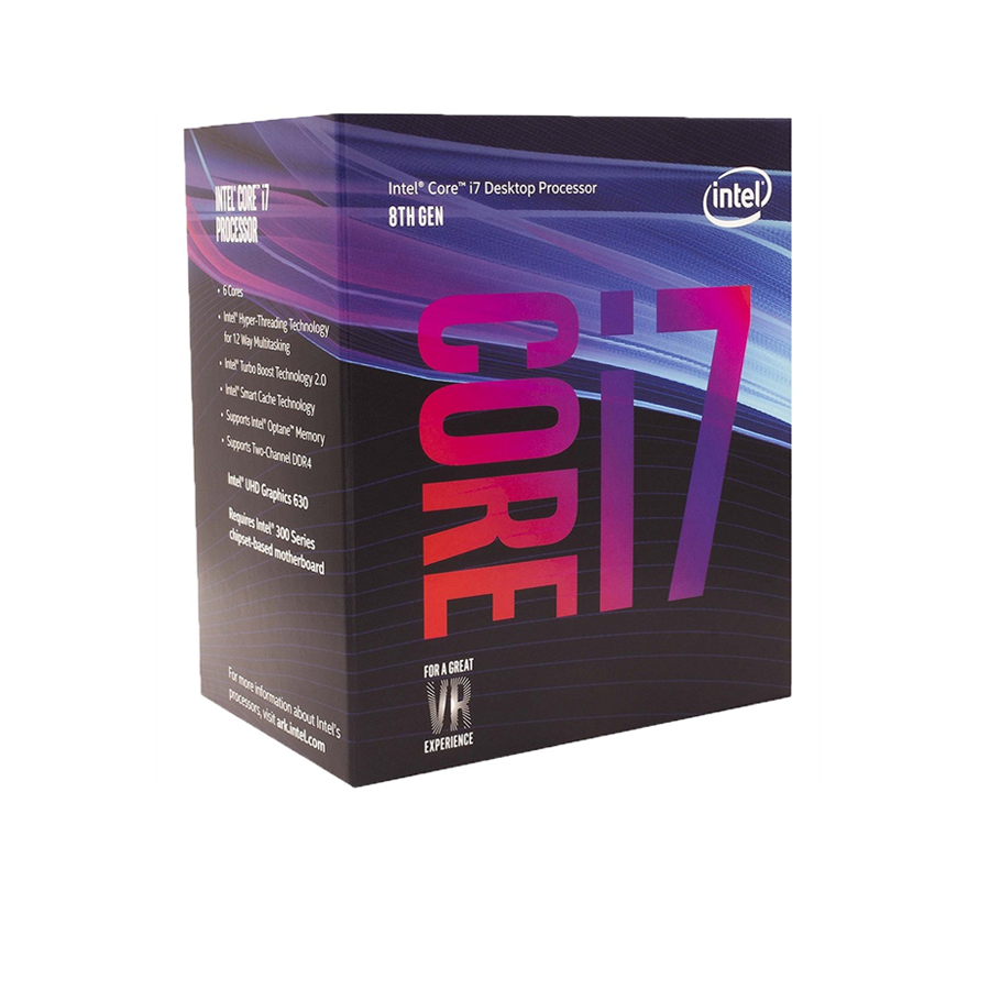Bộ VXL Intel Core i7-8700 - 6x3.2GHz, 12MB, 14nm, HD630, 65W, Sk1151, Coffee lake