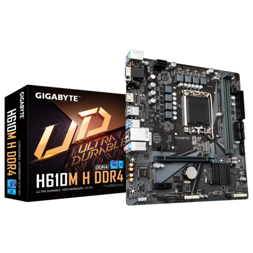 Bảng mạch chủ Gigabyte H610M-H-DDR4 : Intel H610 SK1700/2xDDR4/1*PCI-e x 16+1*PCI-e/M.2/LAN1000/D-sub, HDMI