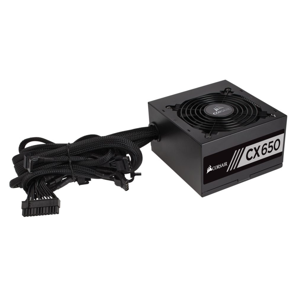Nguồn Corsair CX650 - 650W 80 Plus - 1x24(20+4)pin + 1x8(4+4) pin ATV 12v + 1*6pin PCI-E + 1*8pin PCI-E, 3*SATA, Fan12