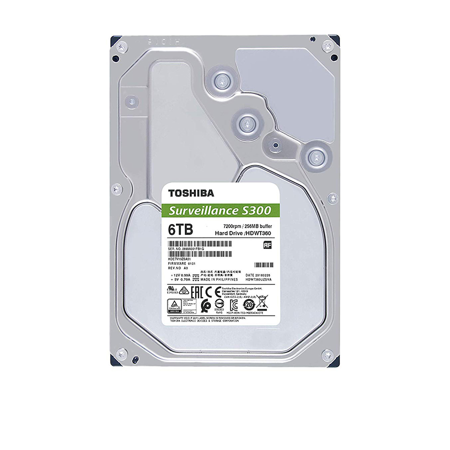 Ổ cứng gắn trong S300 Toshiba Surveillance 6TB - 3.5 inches, 7200rpm, SATA3/256MB - HDWT360UZSVA