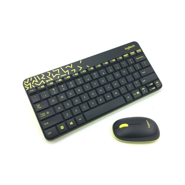 Bộ Bàn Phím Chuột Không Dây Logitech MK240 - 2.4GHz, Màu Đen-Vàng, TKL 65%, Pin AAA*2; Đầu Thu Nano