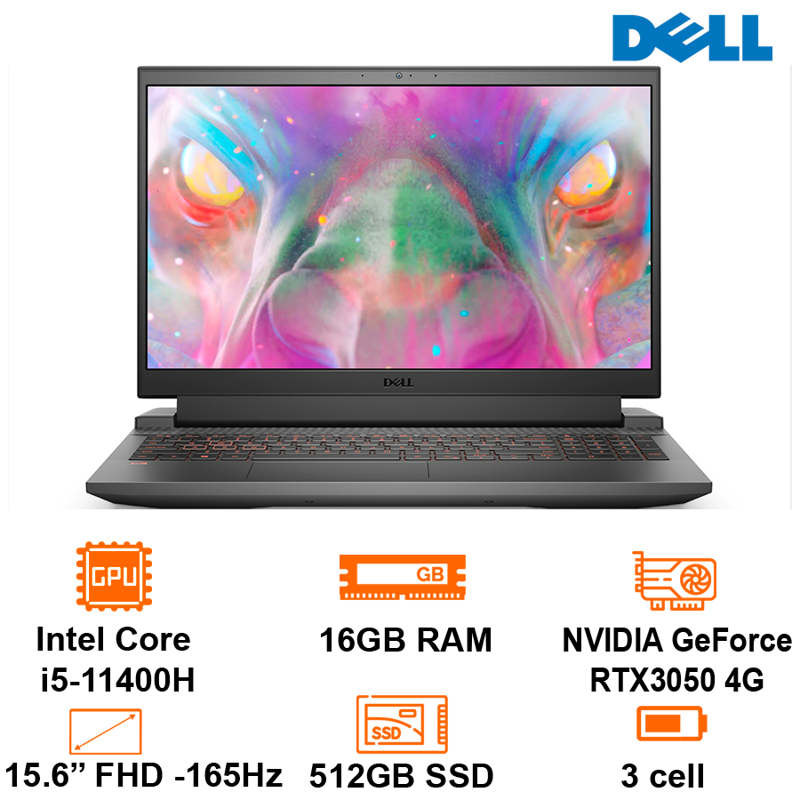 MTXT Gaming Dell G15 5511 70283449 Core i5-11400H/16GB/512GB SSD/15.6" FHD 165Hz/RTX3050 4GB/FP/Win11H+ Office HS21/Gray/1Y