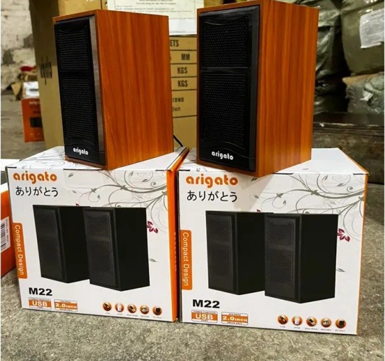 Loa vi tính, loa nghe nhạc Arigato M22 giả gỗ USB 2.0 âm thanh chất lượng sống động